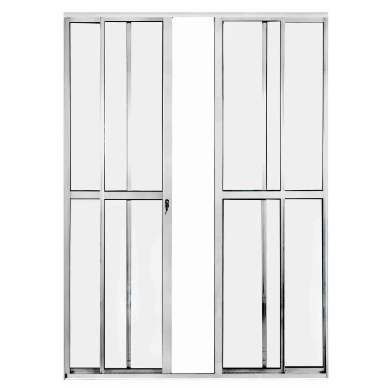 Porta de Correr 4 Folhas Alumínio Brilhante Lux Porta de Correr 4 Folhas Alumínio Brilhante 210x150cm