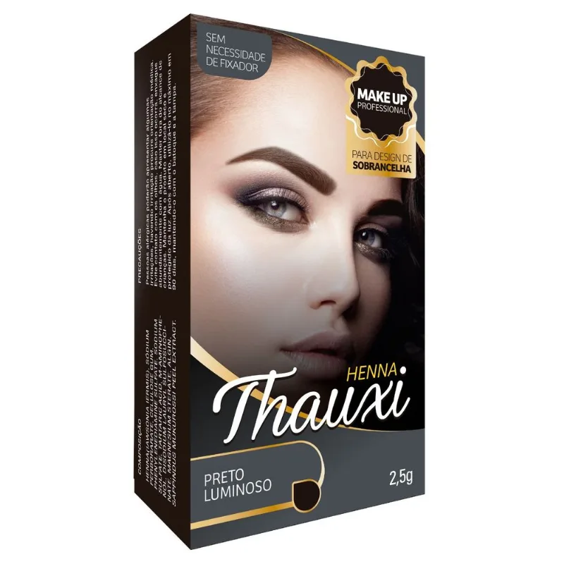 HENNA PARA SOBRANCELHAS THAUXI COR 1 PRETO LUMINOSO 2,5G