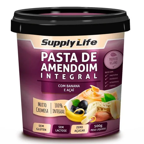 Pasta De Amendoim C/ Agave 500g Supply Life - SUPPLY LIFE - Mercearia