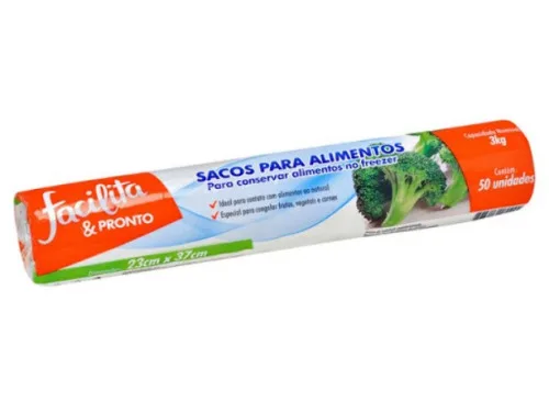 Saco P/alimentos Facilita Pronto 3kg C/50unidade - PRONTO