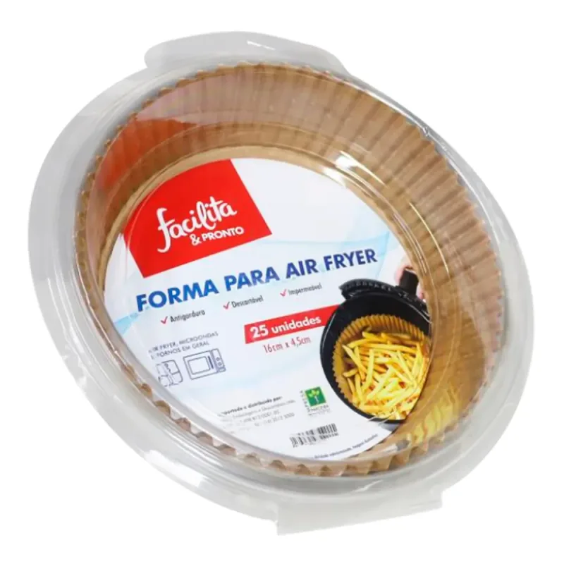 Forma de Papel para Air Fryer Facilita & Pronto 16 x 4,5cm com 25 Unidades - Facilita & Pronto - Utilidades E Casa