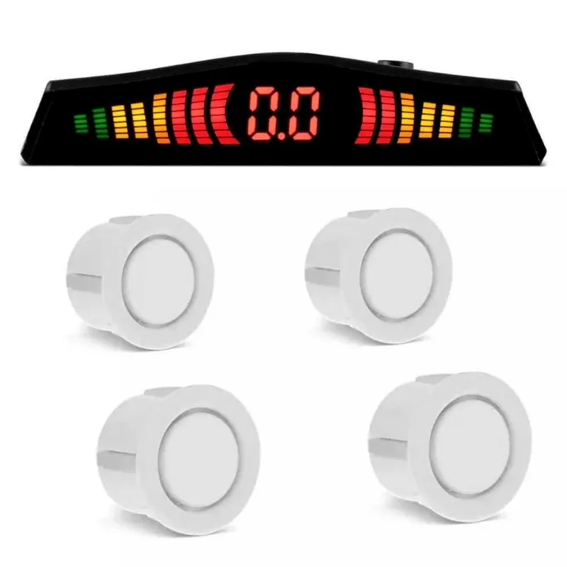 Sensor Estacionamento Universal 4 Pontos Branco Display Led