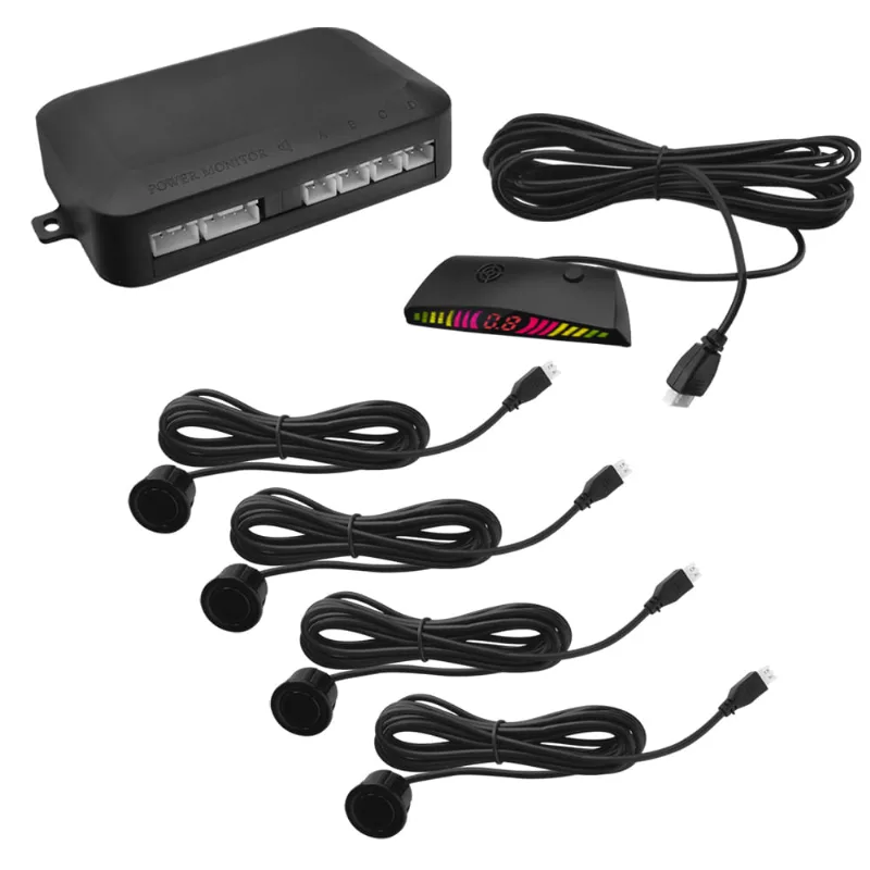 Sensor de Estacionamento Com Som Display 4 Pontos Preto Brilhante Anxt