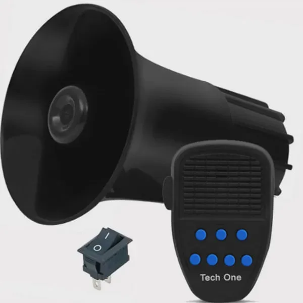 Sirene 12V Tech One 7 Tons Microfone Megafone Buzina Policia Militar Tipo Rontan Bombeiro Carro Moto - Não Disponível - Automotivo