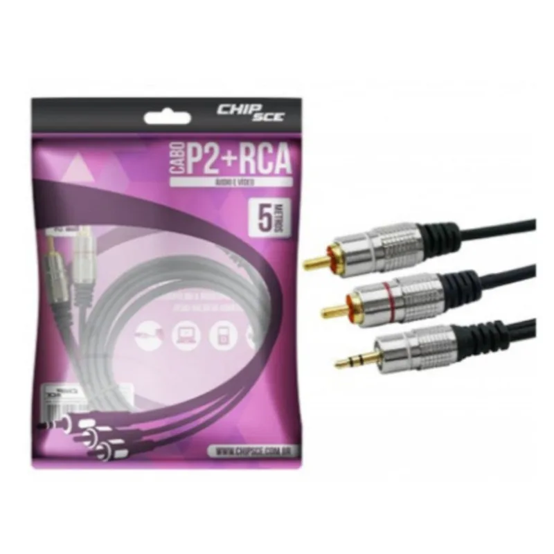Cabo P2 Sound P2-macho - 2 Rca-macho 5 Metros Tocar Musica