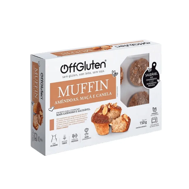 Muffin OffGluten de Amêndoas, Maçã e Canela Congelado Sem Glúten 150g