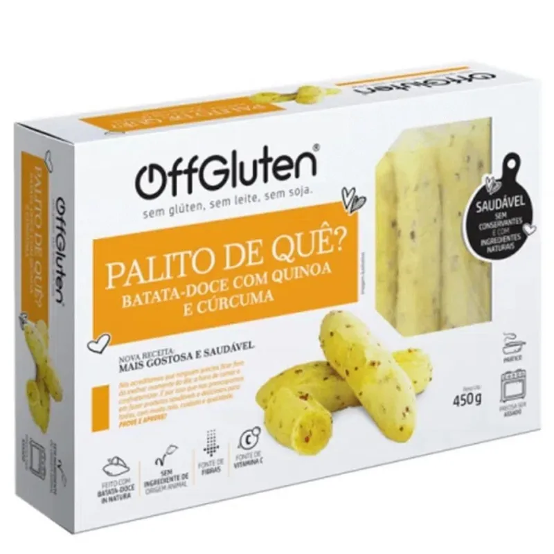 Palito de Batata Doce Off Gluten com Quinoa e Cúrcuma Sem Glúten 450g