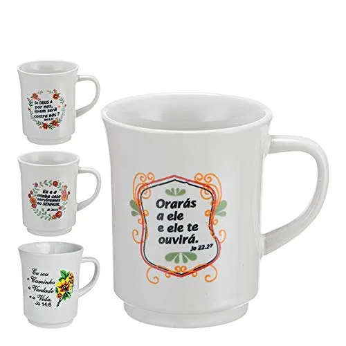 Caneca Porcelana Salmos 190ml - ART HOUSE - Bazar