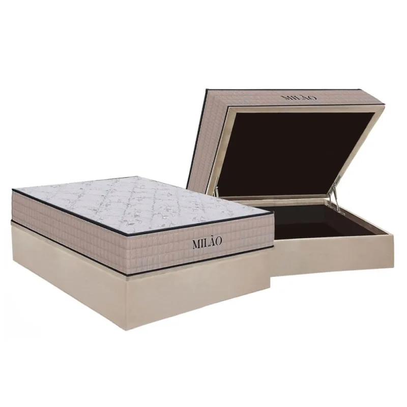 Cama Box Baú Casal: Colchão Espuma D33 Orthoflex Milão + Base crc Suede Clean (138x188) - Não Disponível - Móveis