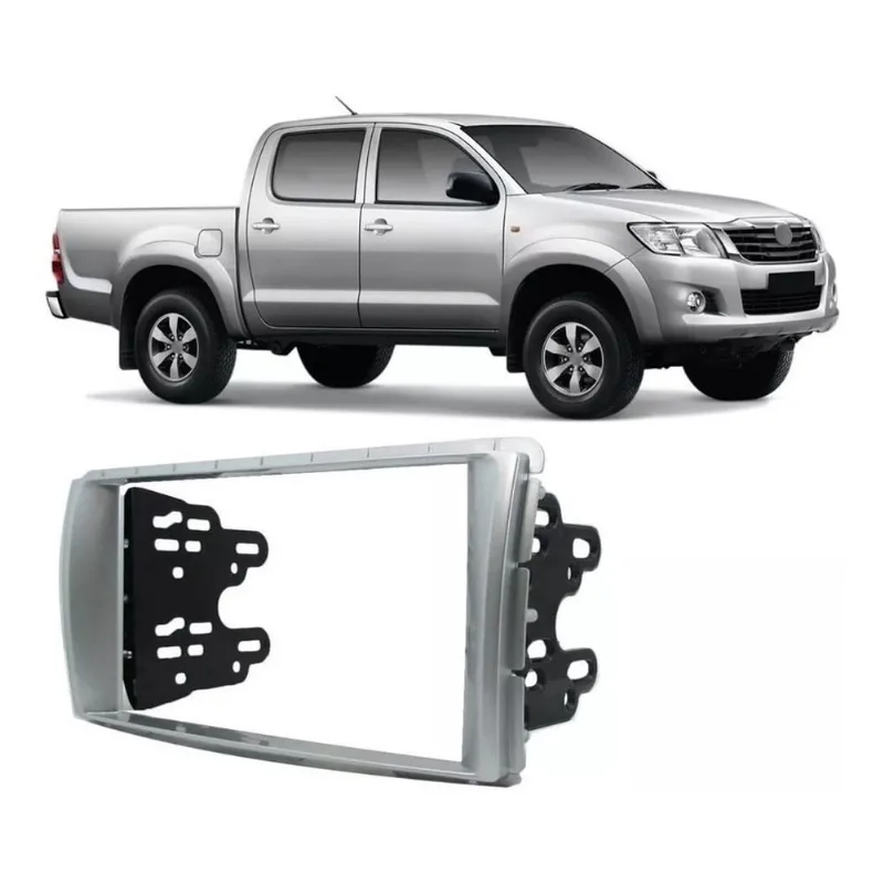 Moldura Painel 2 Din 2din Hilux 2012 2013 2014 2015 Prata