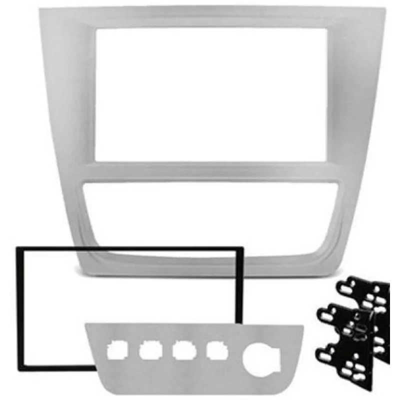 Moldura Expex 2 Din Gol Voyage Saveiro G6 4 Bot Prata Exp406