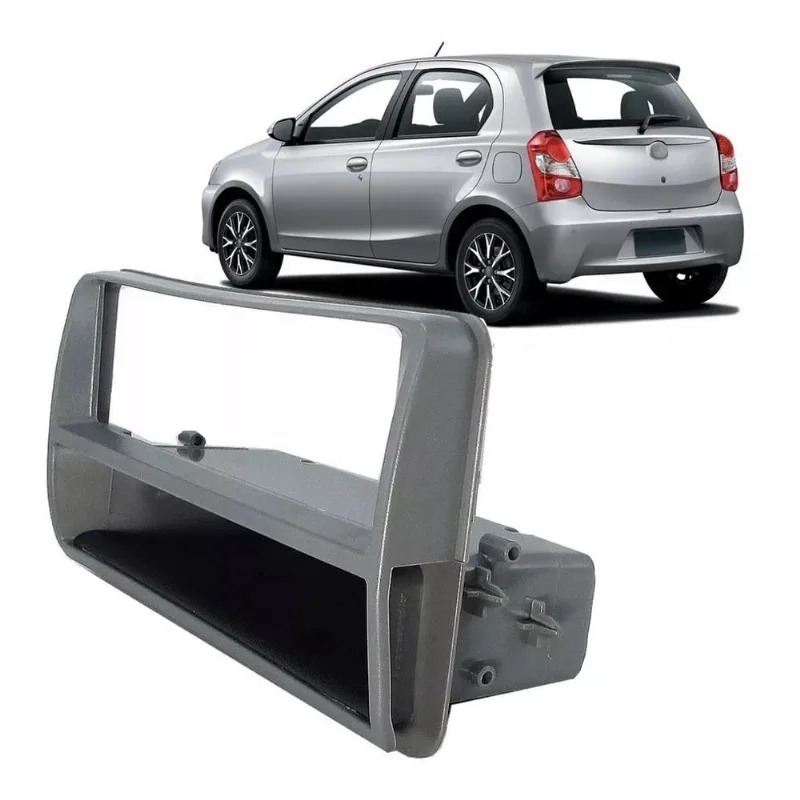 Moldura Painel Rádio Cd Dvd Mp3 1 Din Toyota Etios Cinza Som