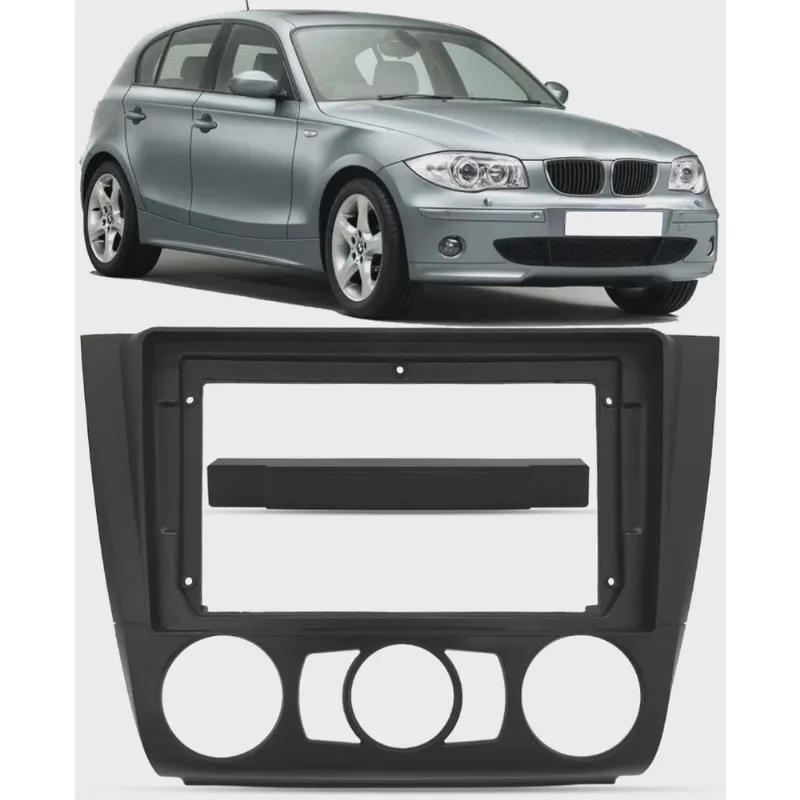 Moldura De Painel 2 Din 9 Polegadas BMW Serie 1 118i 120i 130i Ar Manual - Preto 2007 à 2011