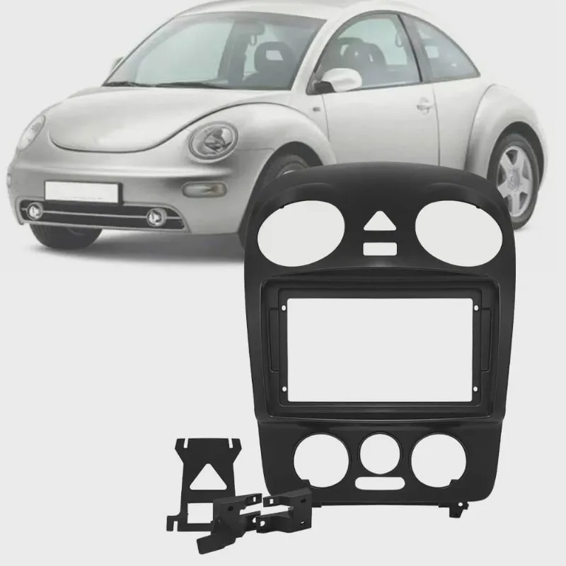 Moldura Painel 2 Din 9 Polegadas New Beetle 2004 até 2010 Preto