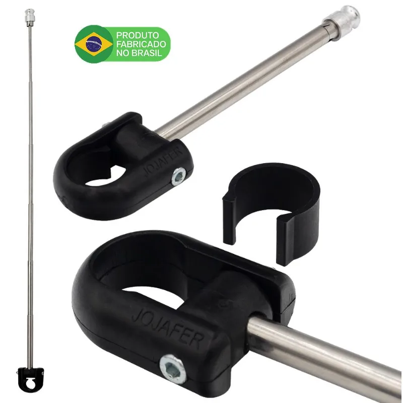 Antena Corta Pipa Moto Retrátil Guidao Aço Inox Prata M5a