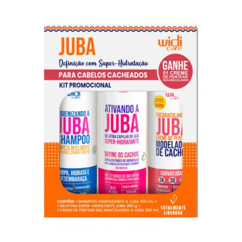 Kit Widicare Juba Shampoo + Gelatina + Creme de Pentear Encaracolado Kit Widicare Sh+Gela+Cr 900ml Encaracolado