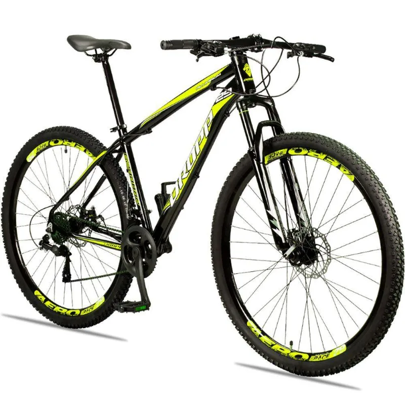 Bicicleta 29 Dropp Aluminum 21 Marchas Freio Disco E Suspensão Dianteira Preto+amarelo