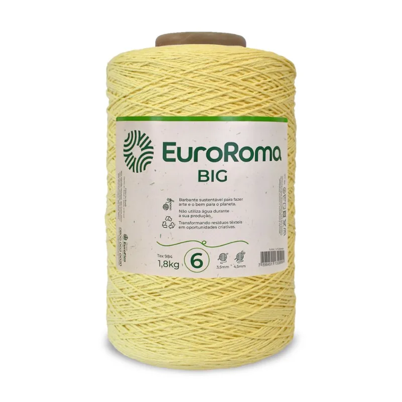Barbante Euroroma Colorido N6 4/6 1830M Com 1.8Kg 222 - Amarelo Bebe