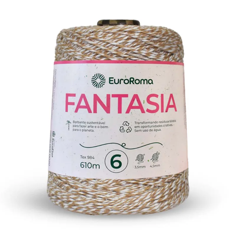Barbante Euroroma Colorido 620/5021 200/1110 4/6 600g C/610m Branco e Bege