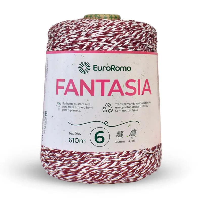 Barbante Euroroma Colorido 620/5022 200/1050 4/6 600g C/610m Fant Branco e Bordo