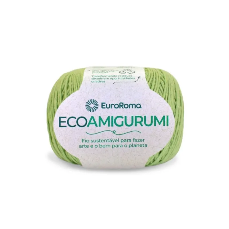 Fio Euroroma Ecoamigurumi 8/7 160g 254m 801 Verde Limao