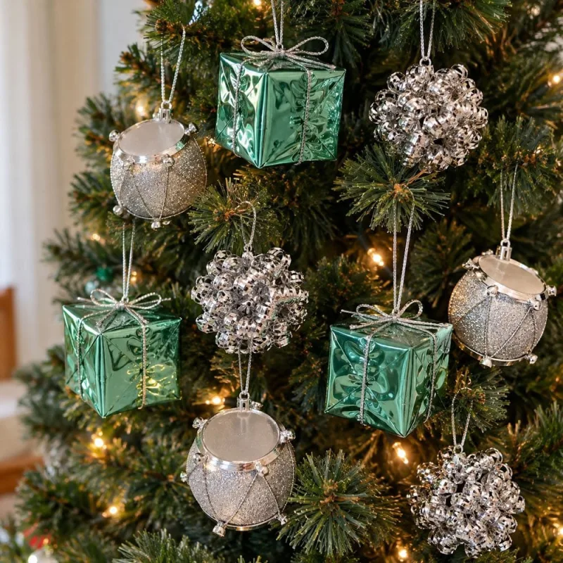 Pendente Enfeite Árvore Natal Decoração Verde 4cm Kit 48pçs - Genérico - Natal