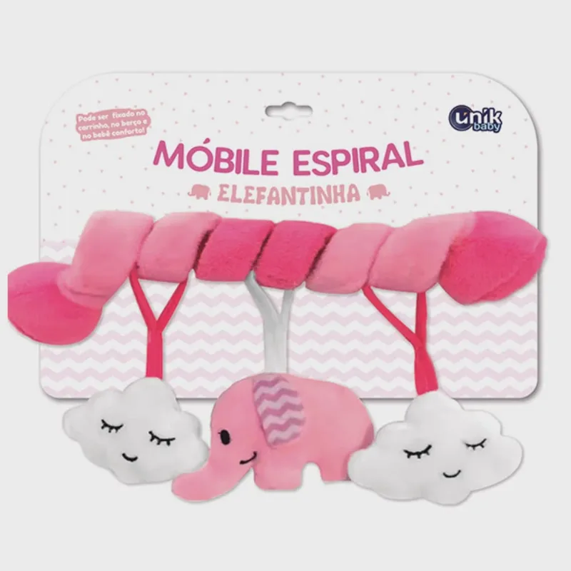 Móbile de Carrinho Espiral Elefantinho Rosa Pelúcia Unik