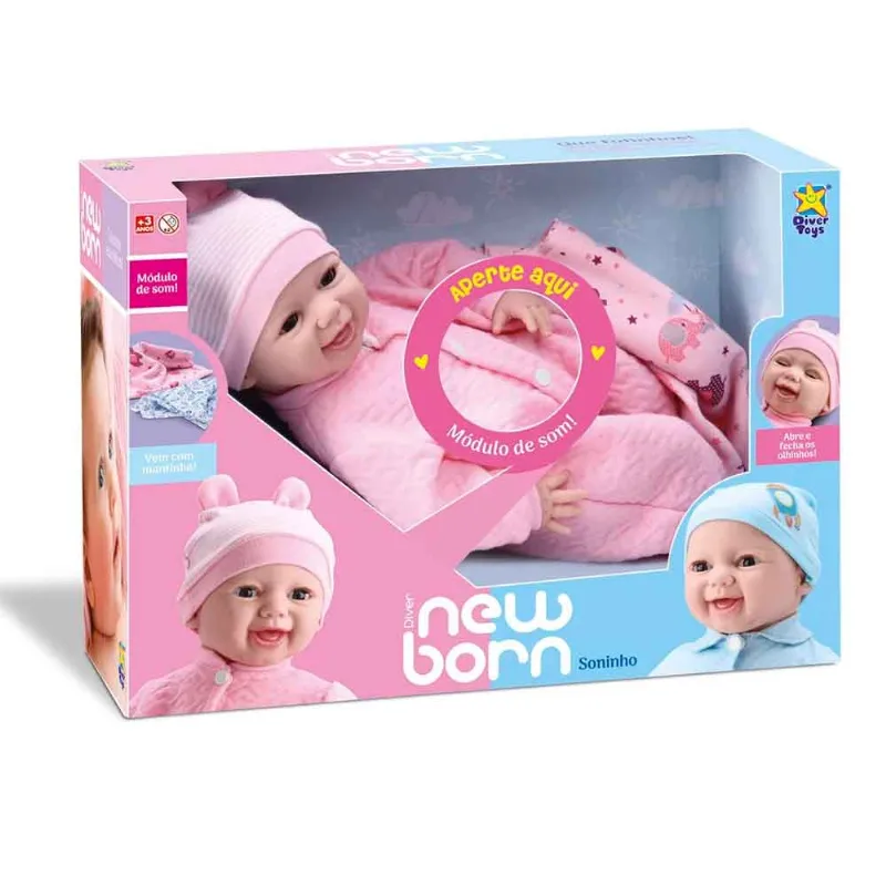 Boneca Fecha Olhos Com Som Linda Soninho Com Mantinha Divertoys