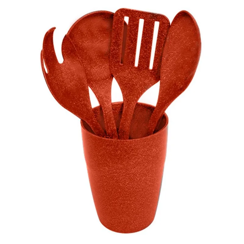 JOGO DE UTENSÍLIOS COM SUPORTE TERRACOTA (7409) - EVO PRODUTOS SUSTENTÁVEIS