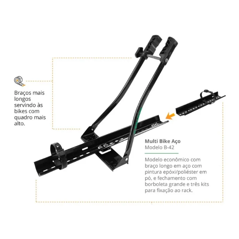 Rack Transbike de Teto Long Life Multi Bike Aço para 1 Bike
