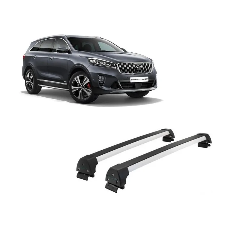 Rack Teto Alumínio Prata Kia Sorento 2016 Em Diante Todas