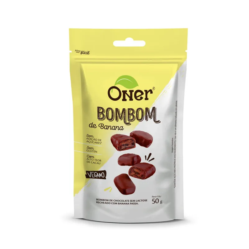 Bombom Oner Sabor Banana Vegano 50g - Não Informado - Mercearia