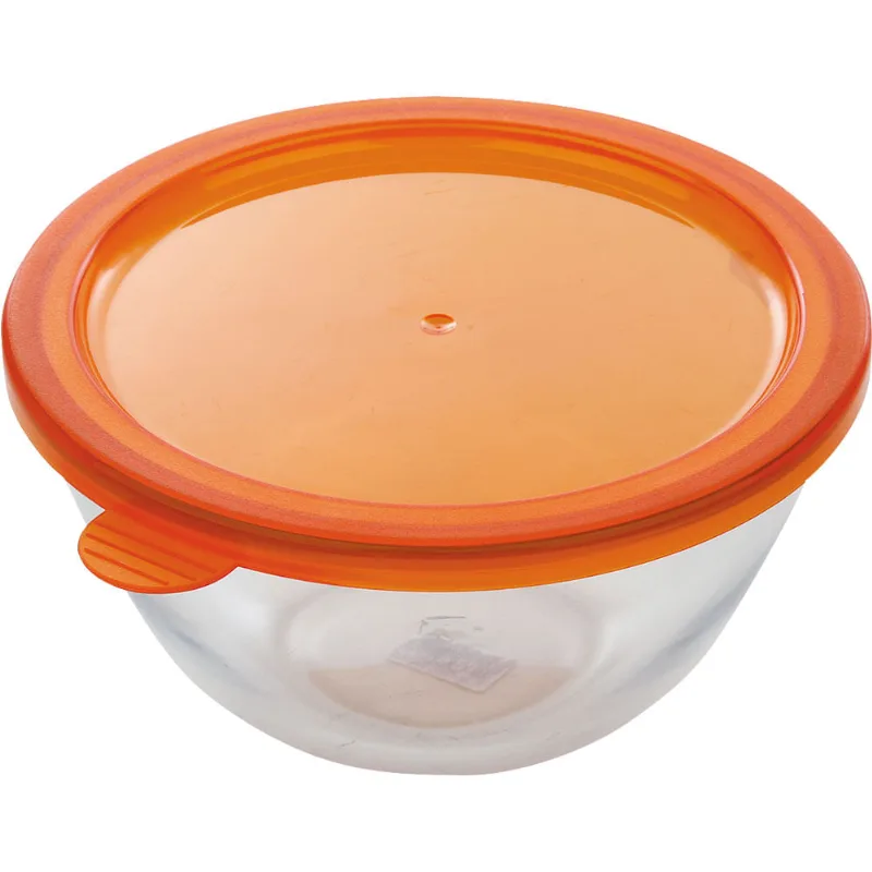 Saladeira de Vidro com Tampa Redonda 1.05L Cazza Laranja