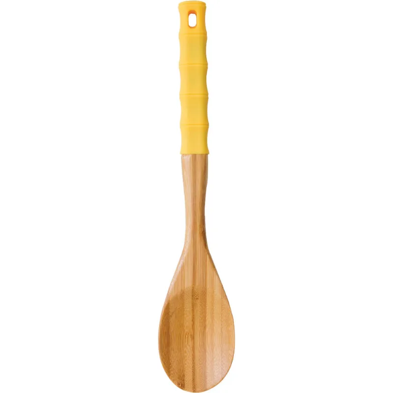 Colher Bambu com Cabo Silicone Anji Amarela