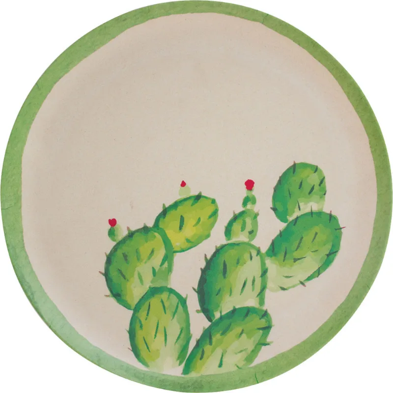 Prato Fibra de Bambu Raso 25cm Anji Cactus
