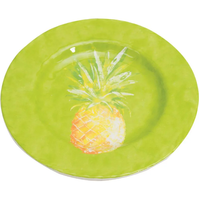 Prato de Melamina Sobremesa 20cm Abacaxi Verde