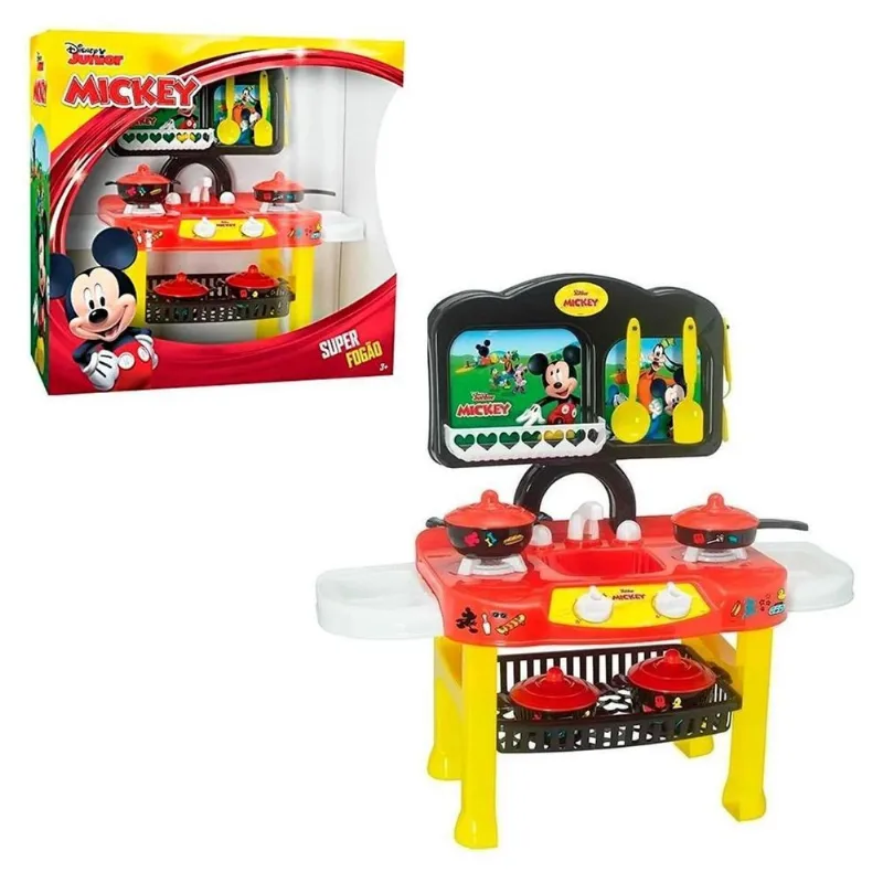 Kit Cozinha Infantil Do Mickey Com Fogãozinho E Panelinhas