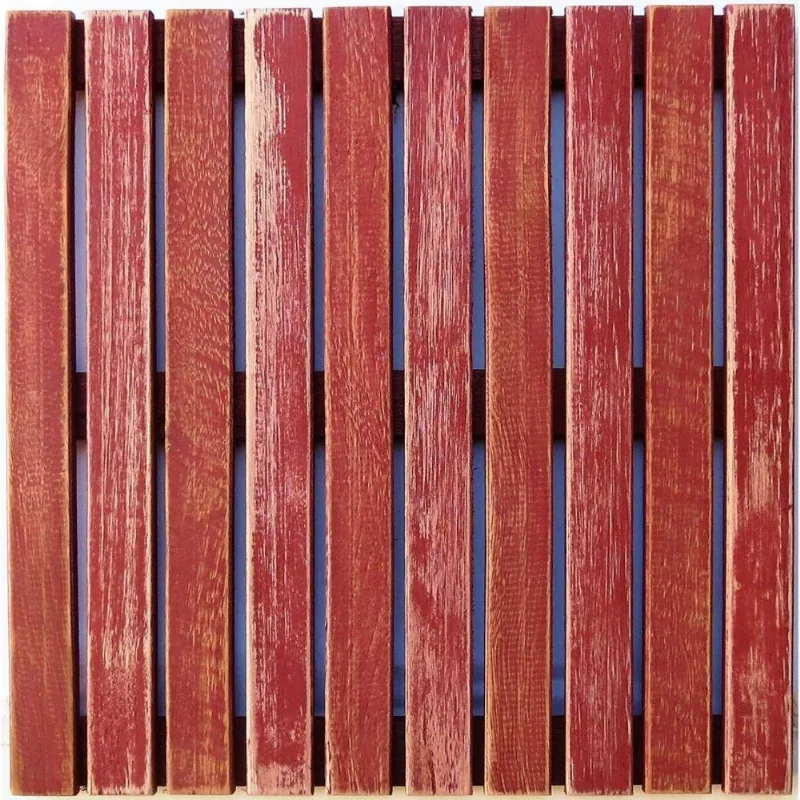 Deck em Placa Colorido Painel MS Pátina 50x50cm Isabela Revestimentos Vermelho