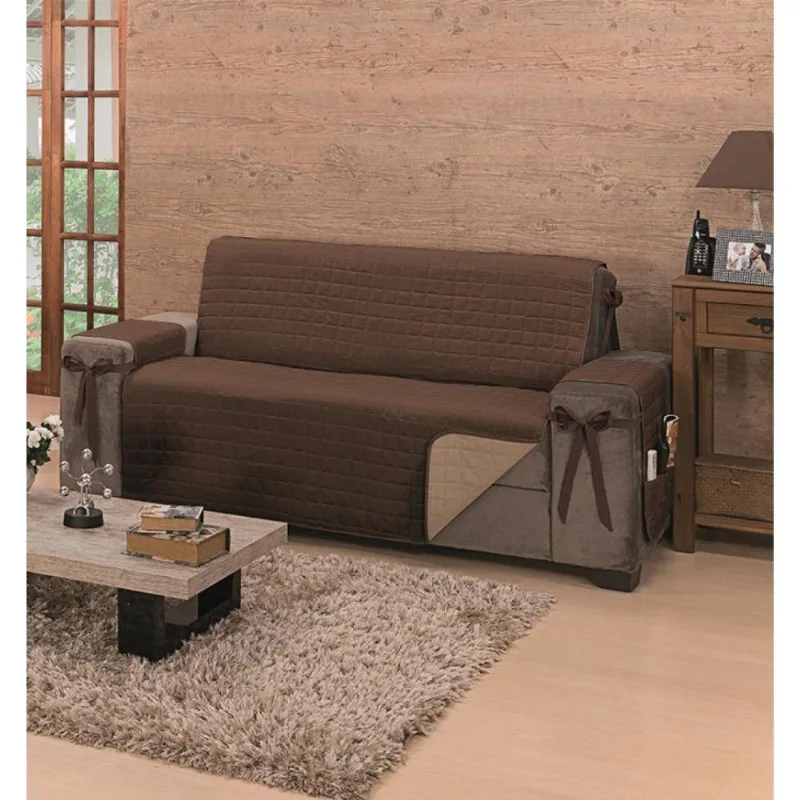 Protetor p/ Sofá 03 Lugares King Assento de 1,80m c/ Laços