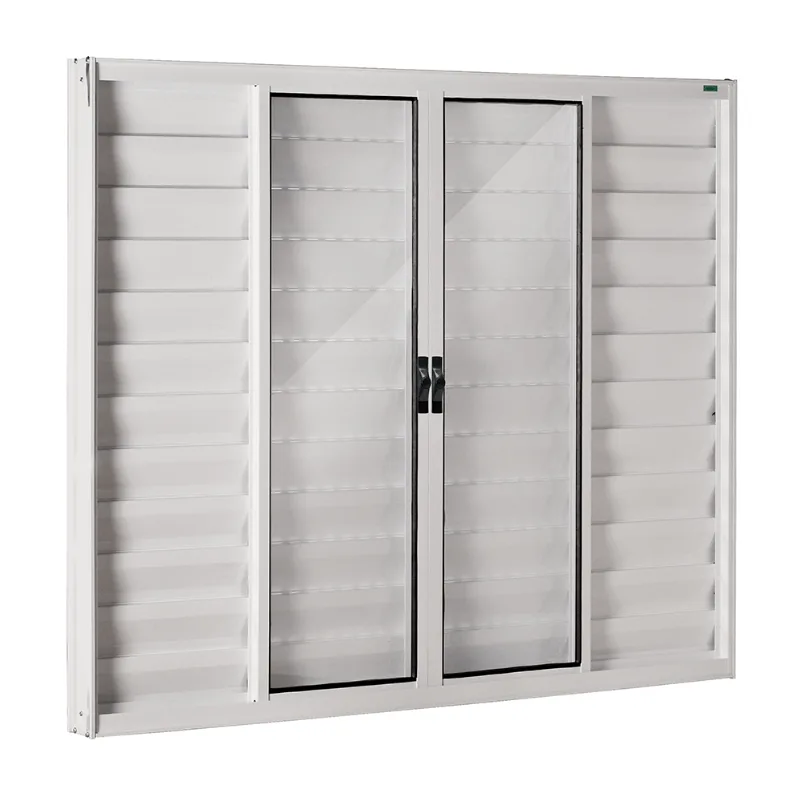 Janela Veneziana de Correr 6 Folhas Móveis Sem Grade Vlis 100x150 Branco Fortsul Esquadrisul
