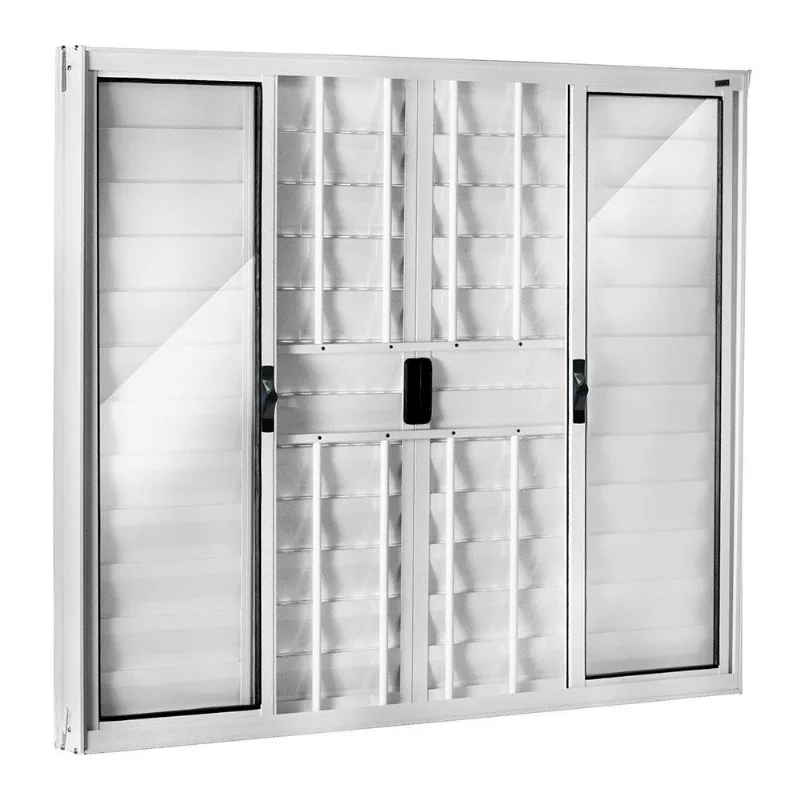 Janela Veneziana de Correr 6 Folhas Móveis com Grade Vlis 100x200 Branco Fortsul Esquadrisul