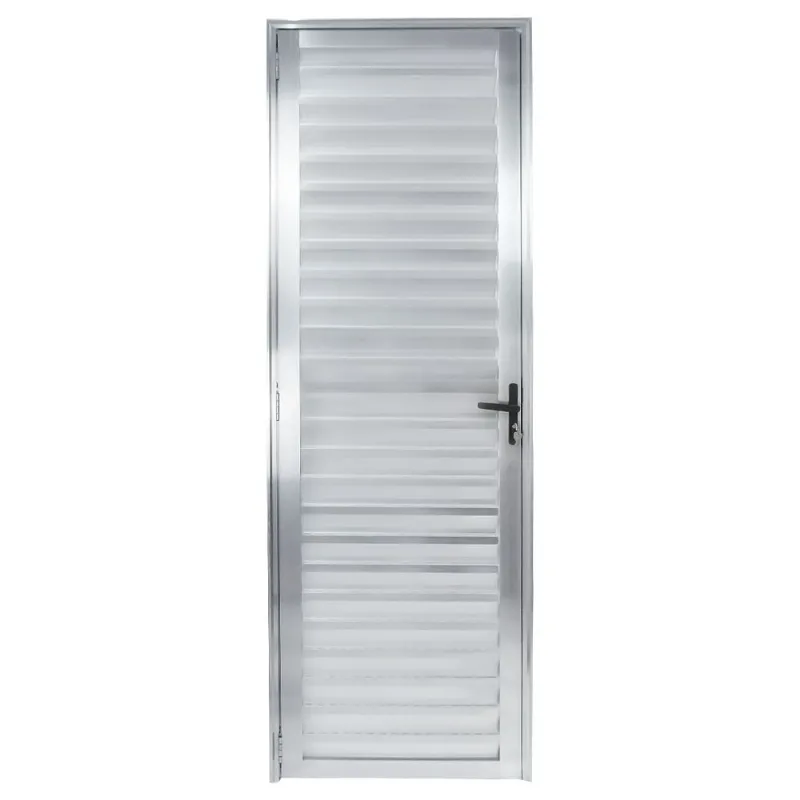 Porta Palheta com Ventilação Alumínio Brilhante 210x90cm Proex Porta Palheta Alumínio Brilhante com Ventilação Esquerdo 210x90cm