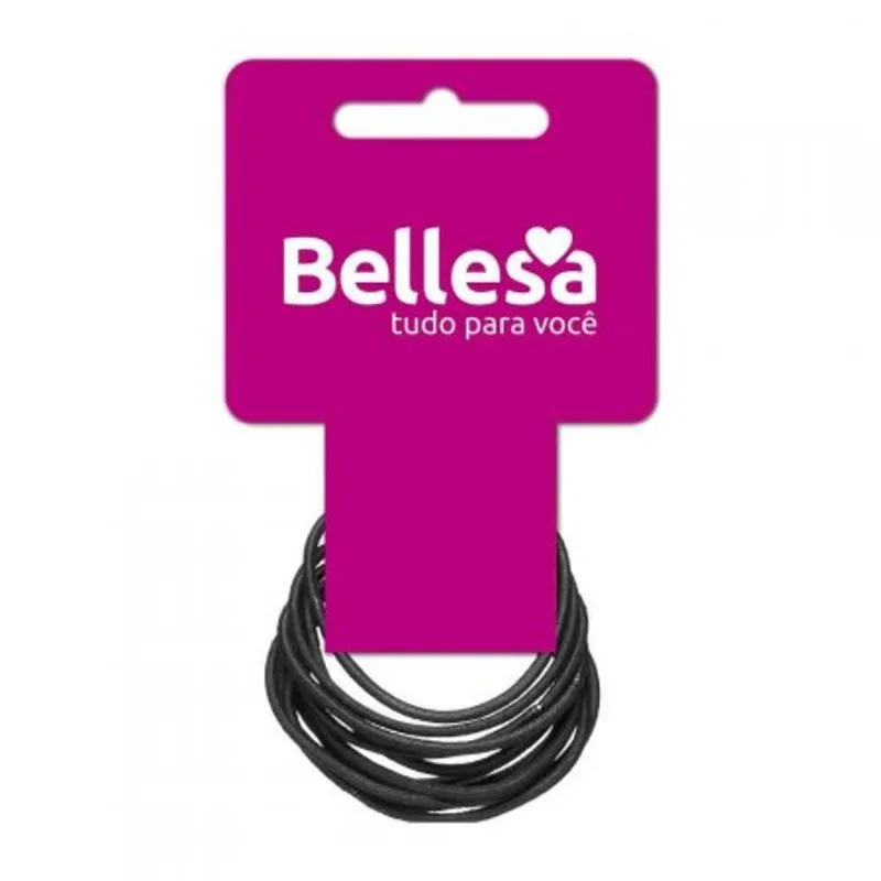 ELASTICO DE CABELO BELLESA FINO PRETO P COM 12 UNIDADES