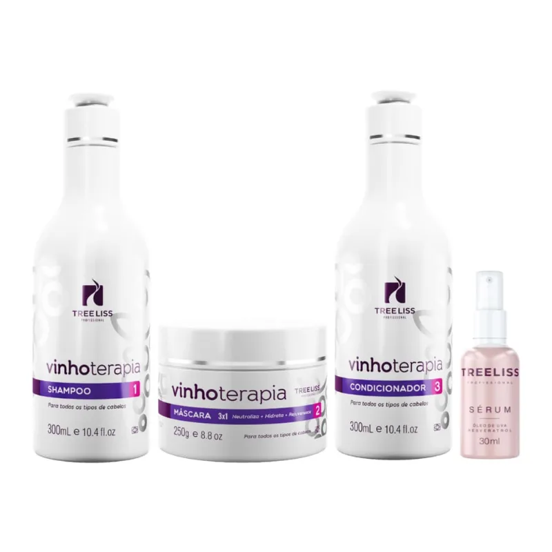 Kit Vinhoterapia hidratante 4 passos com sérum reconstrutor