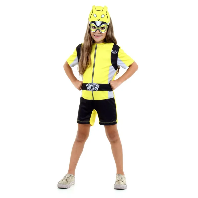 Fantasia Power Rangers Amerelo Curto Infantil - Beast Morphers M