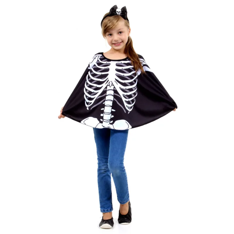 Fantasia Poncho Caveira Infantil - Halloween - Temas - Artigos Para Festa