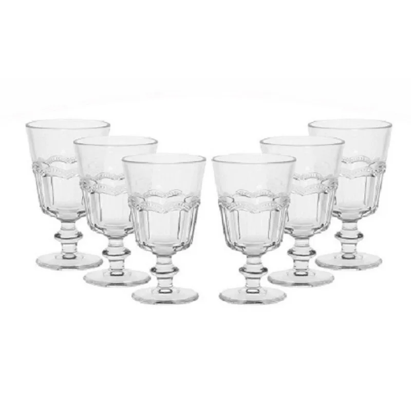 Jogo 6 Taças Vidro Transparente Rendinha 260 Ml