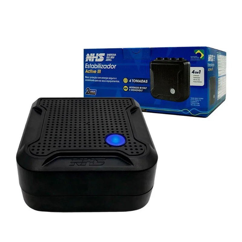 Estabilizador Nhs Active Iii Br 500va, Monovolt 115v, 4 Tomadas, Preto - 93.a0.005200