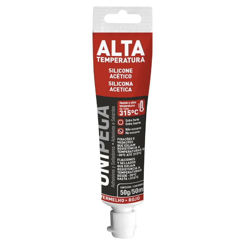 Adesivo De Silicone Alta Temperatura 50g Vermelha Unipega