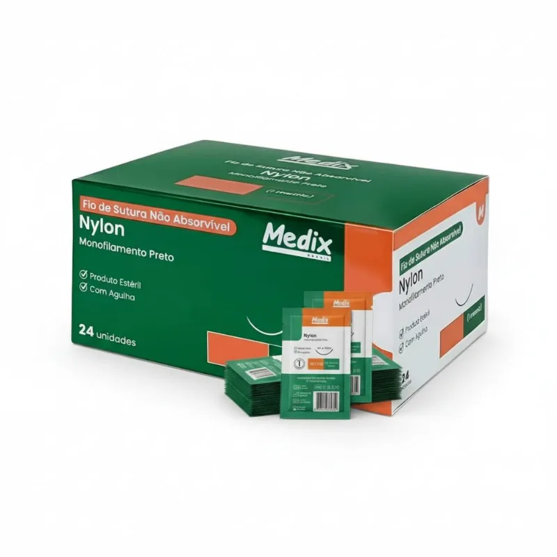 FIO DE SUTURA NÃO ABSORVIVEL NYLON TAMANHOS - 3-3/8 30MM